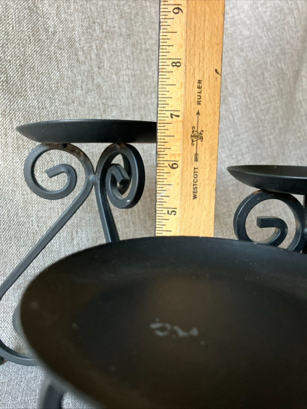 Set of 3 Black Wrought Iron Scrollwork Pillar Candle Holders French Country Vibe - Picture 7 of 10
